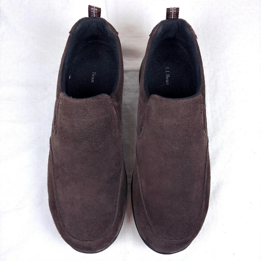 LL Bean Mens Comfort Mocs Brown Suede Slip On Shoes 10.5 Wide Classic Outdoors